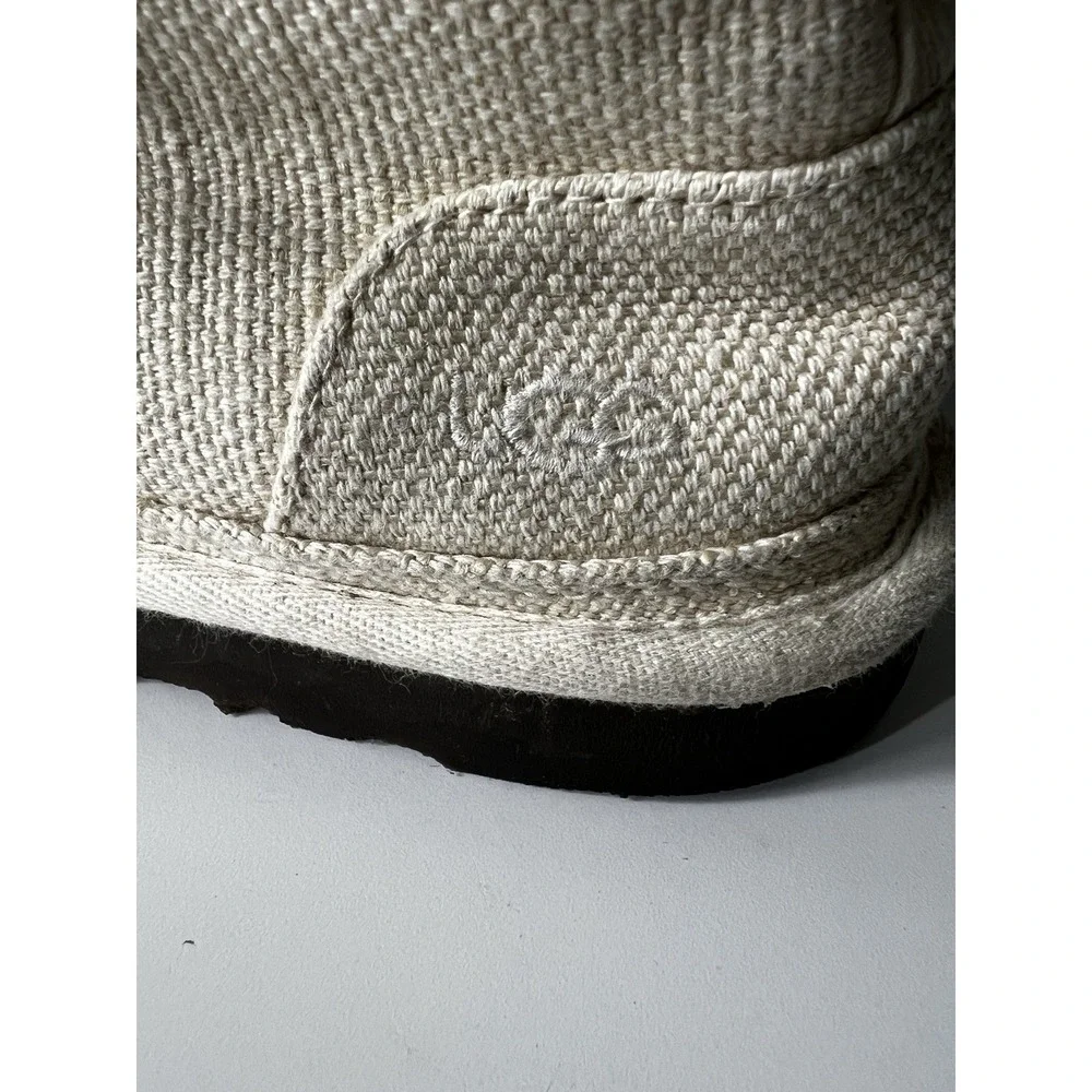 UGG Chukka Boots Mens 10 Cream Canvas Neumel Faux Fur Lined Lactae Hevea Sole